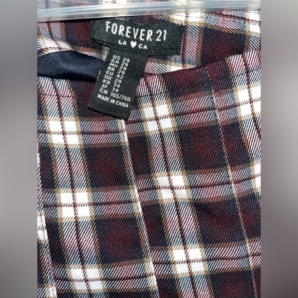 Forever21 Burgundy/Navy/White Plaid Pleated Skirt NWT — 29 - Picture 4 of 5
